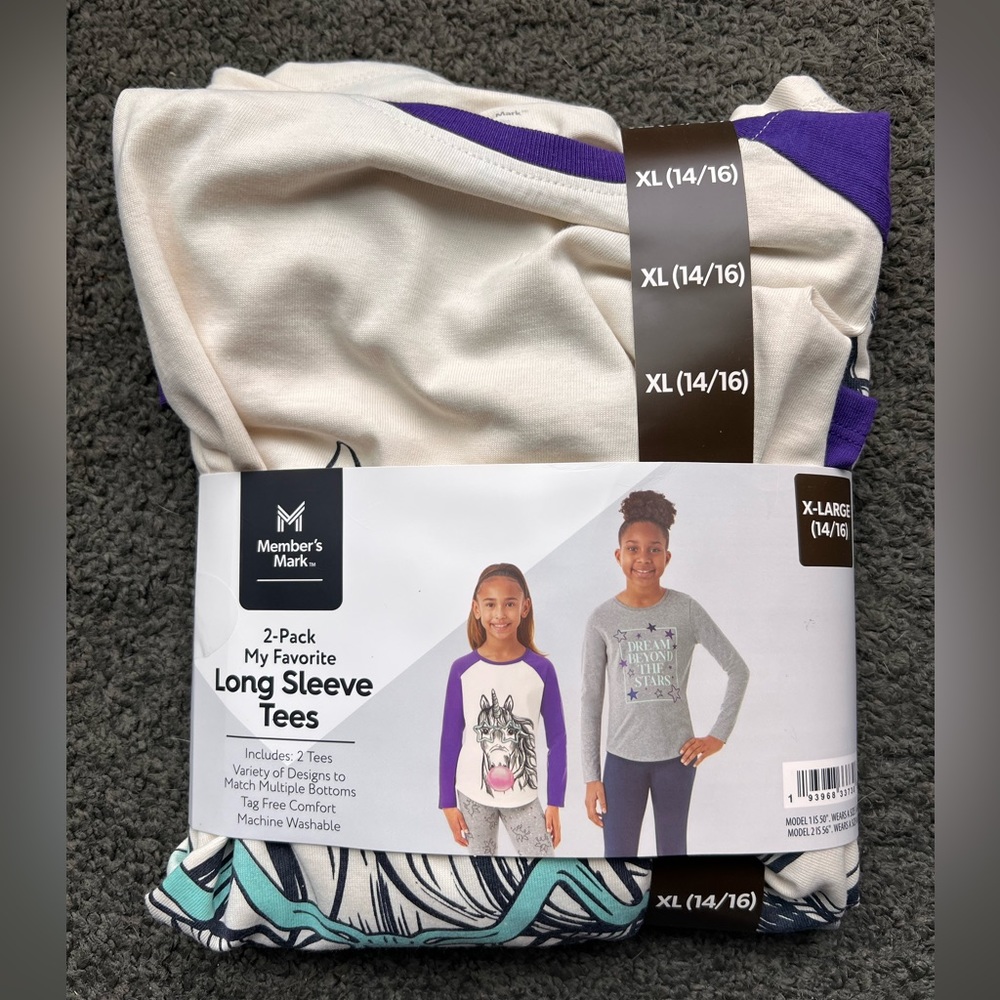 NWT 2 long sleeved girls jersey shirts 14/16